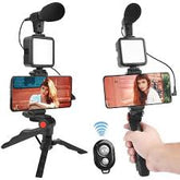 AY-49 Vlogging Kit | Portable Video Recording Setup with LED Light, Shotgun Mic & Flexible Tripod without Remote